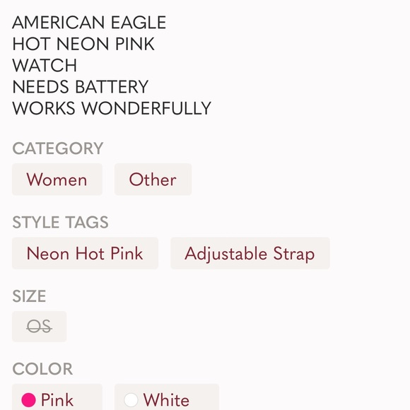 AMERICAN EAGLE VINTAGE NEON PINK WATCH NEEDS BATTERY EXCELLENT CONDITION - Picture 8 of 9